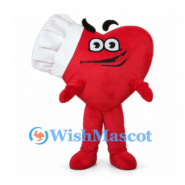 Heart Mascot Costume in Red with White Ruffled Wings