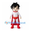 Superhero Mascot Costume with White Suit and Red Cape