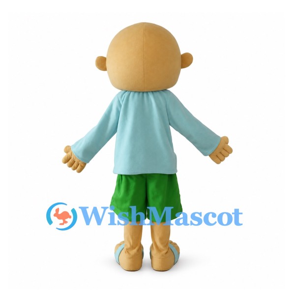 Boy Mascot Costume with Teal Shirt and Green Shorts