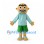 Boy Mascot Costume with Teal Shirt and Green Shorts
