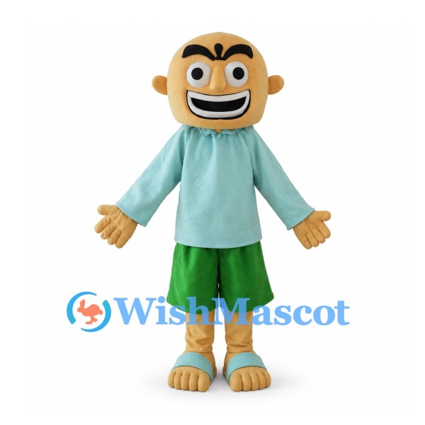 Boy Mascot Costume with Teal Shirt and Green Shorts