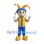 Jester Mascot Costume with Blue and Yellow Hat and Vest