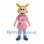 Girl Mascot Costume with Blonde Pigtails and Pink Floral Dress