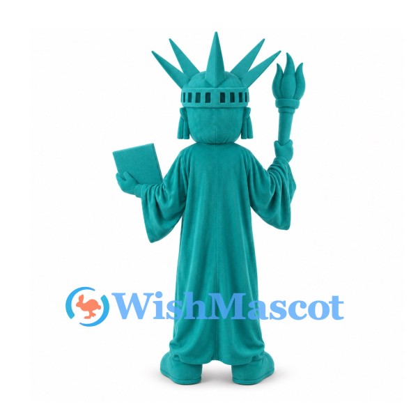 Statue of Liberty Mascot Costume in Green with Torch and Tablet