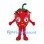 Strawberry Mascot Costume in Red with Green Leaves