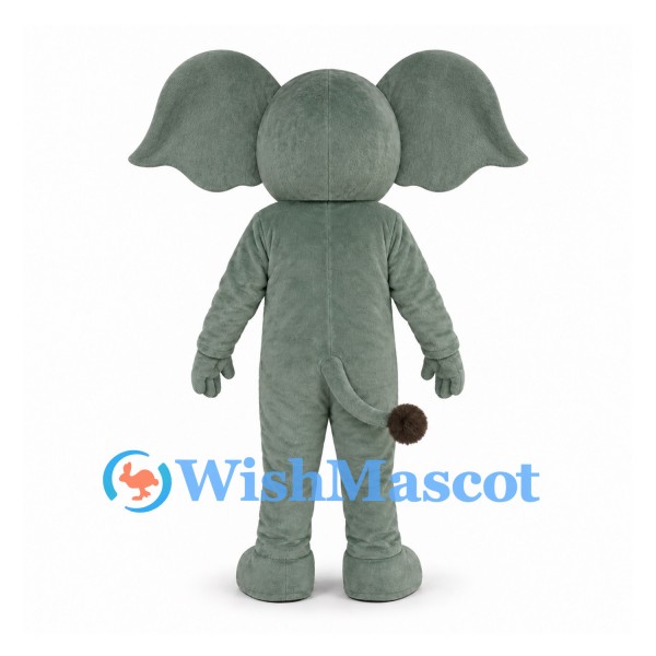 Elephant Mascot Costume in Gray with Pink Ears and White Belly