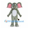 Elephant Mascot Costume in Gray with Pink Ears and White Belly