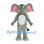 Elephant Mascot Costume in Gray with Pink Ears and White Belly