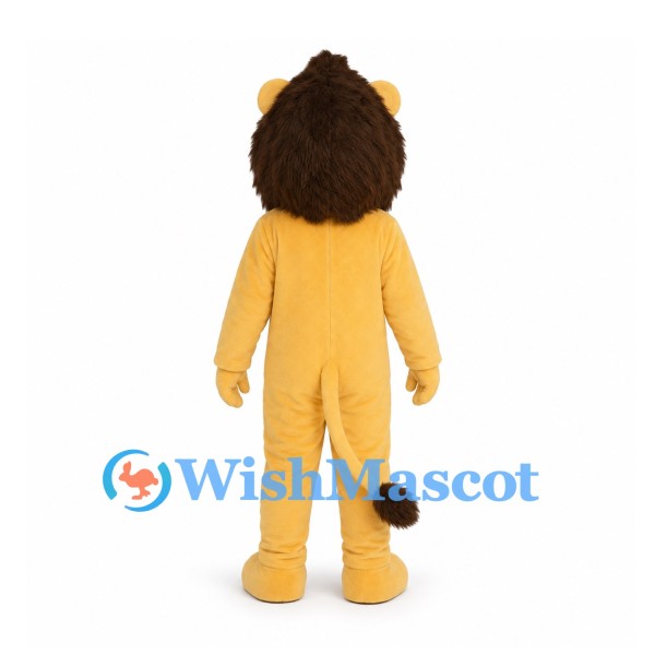 Lion Mascot Costume in Yellow with Dark Brown Mane