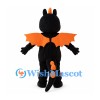 Dragon Mascot Costume in Black with Orange Wings and Belly