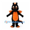 Dragon Mascot Costume in Black with Orange Wings and Belly