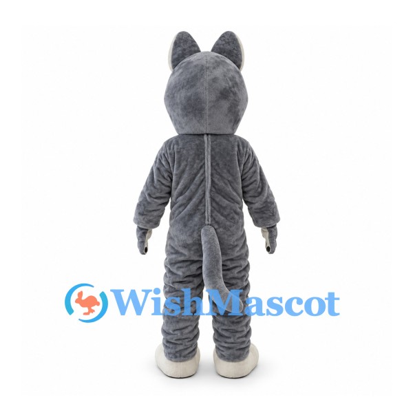 Husky Mascot Costume in Gray and White with Upright Ears