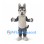 Husky Mascot Costume in Gray and White with Upright Ears