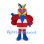Superhero Mascot Costume in Red with Feathered Mask and Blue Boots