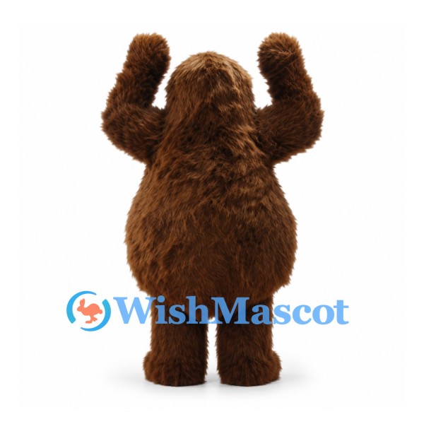 Bigfoot Mascot Costume in Brown with Long Shaggy Fur