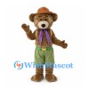 Bear Mascot Costume with Safari Hat, Green Shorts and Purple Scarf