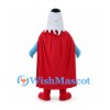Eagle Mascot Costume with Blue Superhero Suit and Red Cape
