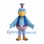 Bird Mascot Costume in Blue with Gray Crest and Trousers