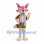 Fox Mascot Costume in Pink with Brown Jacket and Lavender Scarf