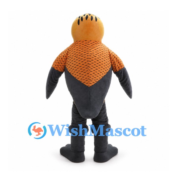 Bird Mascot Costume with Orange Head and Long Gray Beak