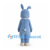 Rabbit Mascot Costume in Blue with White Belly and Ribbon