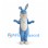 Rabbit Mascot Costume in Blue with White Belly and Ribbon