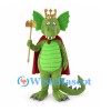Dragon Mascot Costume with Gold Crown, Red Cape and Scepter