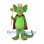 Dragon Mascot Costume with Gold Crown, Red Cape and Scepter