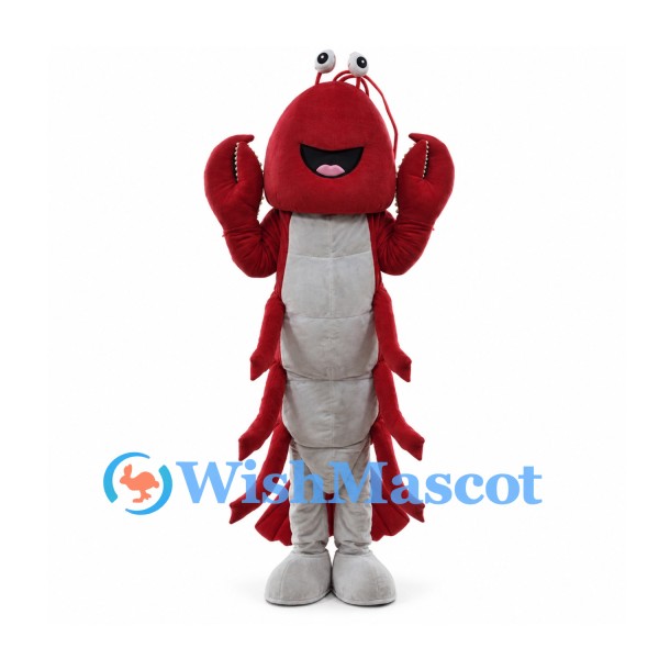 Lobster Mascot Costume in Red with Gray Belly