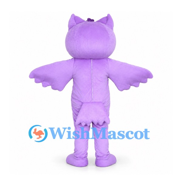 Owl Mascot Costume in Purple with Large White Eyes