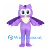 Owl Mascot Costume in Purple with Large White Eyes