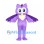 Owl Mascot Costume in Purple with Large White Eyes