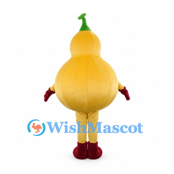 Gourd Mascot Costume in Yellow with Green Stem