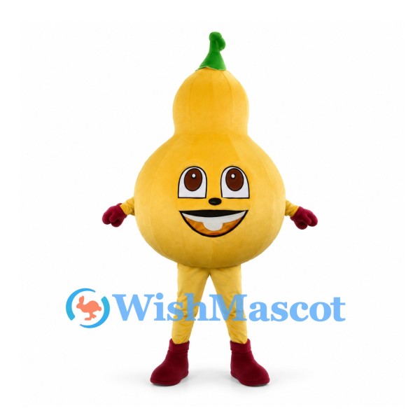 Gourd Mascot Costume in Yellow with Green Stem