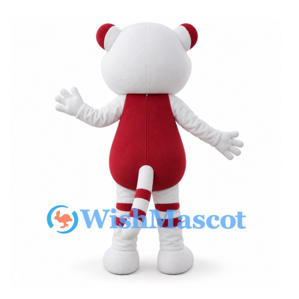 Tiger Mascot Costume in Red and White with Striped Legs
