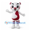 Tiger Mascot Costume in Red and White with Striped Legs
