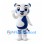 Tiger Mascot Costume in Blue and White with Striped Legs