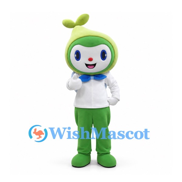 Sprout Character Mascot Costume in Green with White Shirt