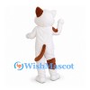 Cat Mascot Costume in White with Brown Patches and Pink Cheeks