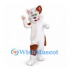 Cat Mascot Costume in White with Brown Patches and Pink Cheeks