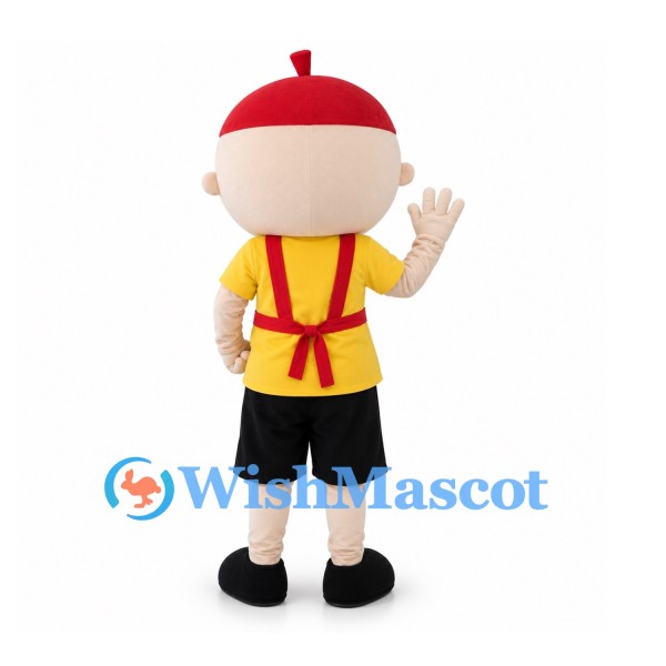 Boy Mascot Costume with Red Cap and Apron