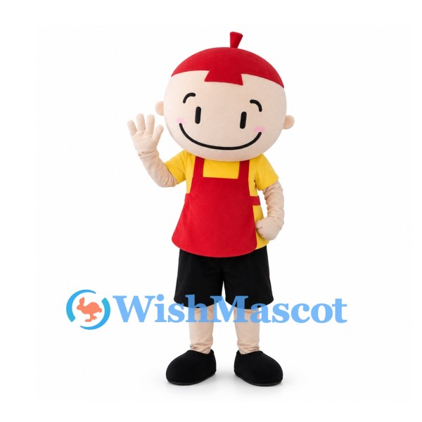 Boy Mascot Costume with Red Cap and Apron