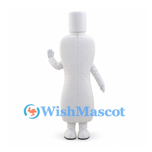 Bottle Mascot Costume in White with Tall Cap
