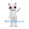 Cat Mascot Costume in White with Large Orange Eyes