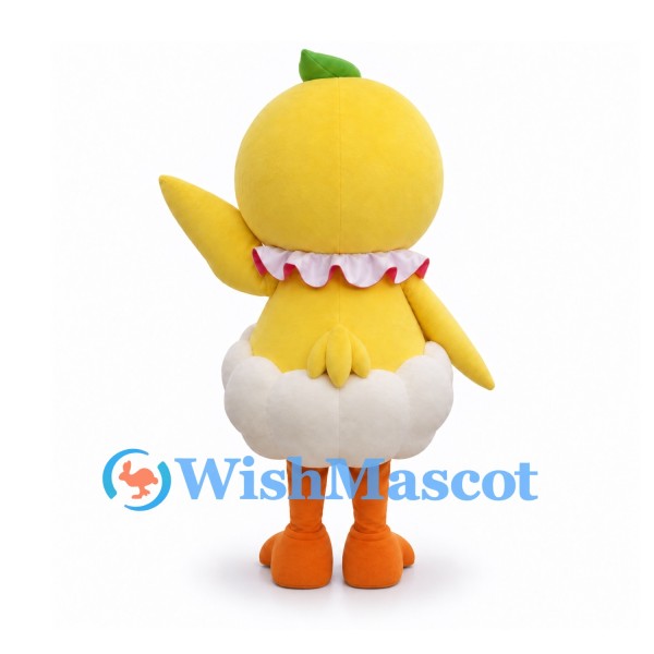Duck Mascot Costume with Clown Face and White Ruffled Collar