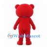 Bear Mascot Costume in Red with Pink Belly and Blue Bow Tie