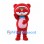 Bear Mascot Costume in Red with Pink Belly and Blue Bow Tie