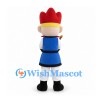 King Mascot Costume with Red Crown and Blue Tunic