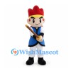King Mascot Costume with Red Crown and Blue Tunic