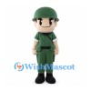 Soldier Mascot Costume with Green Helmet and Uniform